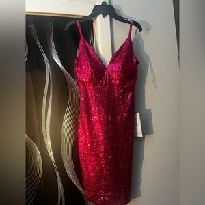 hot pink sparkly hoco dress